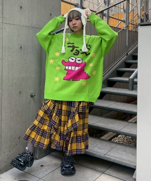 Candy Stripper（キャンディストリッパー）の「【クレヨンしんちゃん】チョコビ ニット（ニット/セーター・レディース・ブラック/ピンク/ライトグリーン・FREE）」の7枚目の写真