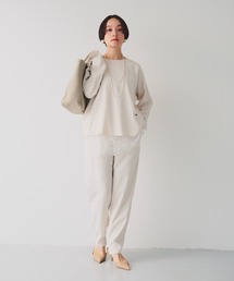 PUAL CE CIN | 【セットアップ対応】ストレッチジョーゼットインスリットパンツ(スラックス)