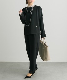 PUAL CE CIN | 【セットアップ対応】ストレッチジョーゼットインスリットパンツ(スラックス)