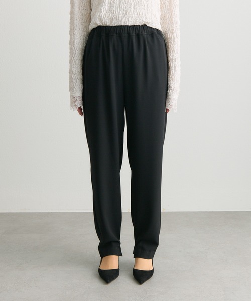 PUAL CE CIN（ピュアルセシン）の「【セットアップ対応】ストレッチジョーゼットインスリットパンツ（スラックス・レディース・ブラック/アイボリー・FREE）」の12枚目の写真