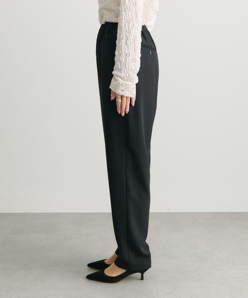 PUAL CE CIN（ピュアルセシン）の「【セットアップ対応】ストレッチジョーゼットインスリットパンツ（スラックス・レディース・ブラック/アイボリー・FREE）」の13枚目の写真