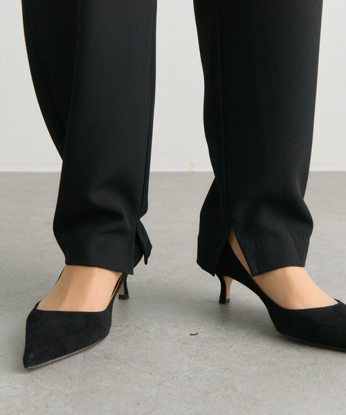 PUAL CE CIN（ピュアルセシン）の「【セットアップ対応】ストレッチジョーゼットインスリットパンツ（スラックス・レディース・ブラック/アイボリー・FREE）」の19枚目の写真