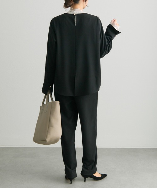 PUAL CE CIN(ピュアルセシン)の「【セットアップ対応】ストレッチジョーゼットインスリットパンツ(スラックス・レディース・ブラック/アイボリー・FREE)」の22枚目の写真