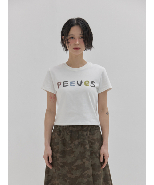 PEEVES PEEVES(フィブス フィブス)の「スキャンドニードルワーククロップドTシャツ / ホワイト(Tシャツ/カットソー・レディース・その他・FREE)」の1枚目の写真