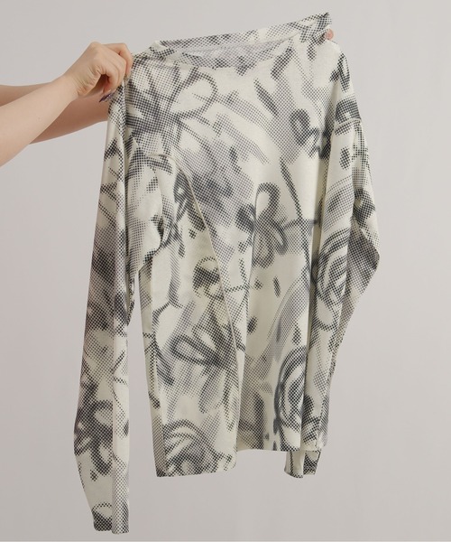 palm RICHE（ポームリシュ）の「モダンドットレトロ柄TOPS（Tシャツ/カットソー・レディース・ブラック/アイボリー・M）」の13枚目の写真