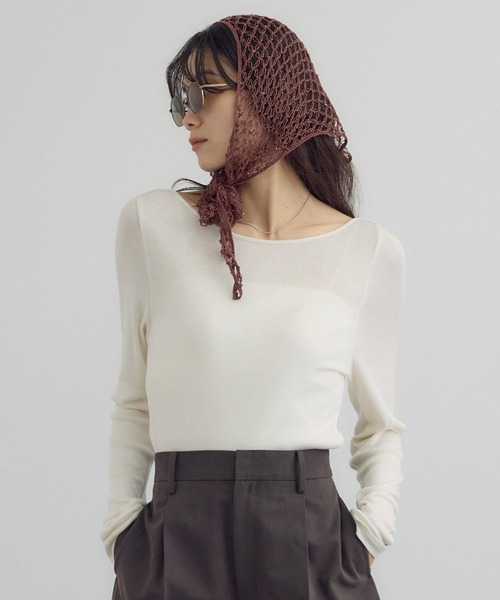 SALON adam et rope'Hug Silkラウンドネックプルオーバー SALON adam et ropé(サロン アダム エ ロペ) / Hug Silk ラウンド