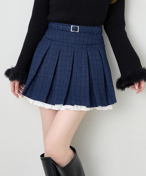 one after another NICE CLAUP(ワンアフターアナザーナイスクラップ)の「【サイズ展開あり】レイヤードプリーツミニスカート(スカート・レディース・ブラック/チャコールグレー/ネイビー・SMALL/MEDIUM)」の3枚目の写真