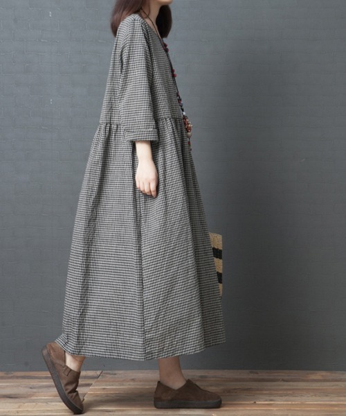 Flugge(フラッジー)の「ギンガムチェックワンピース(ワンピース・レディース・ブラック・MEDIUM/LARGE)」の6枚目の写真