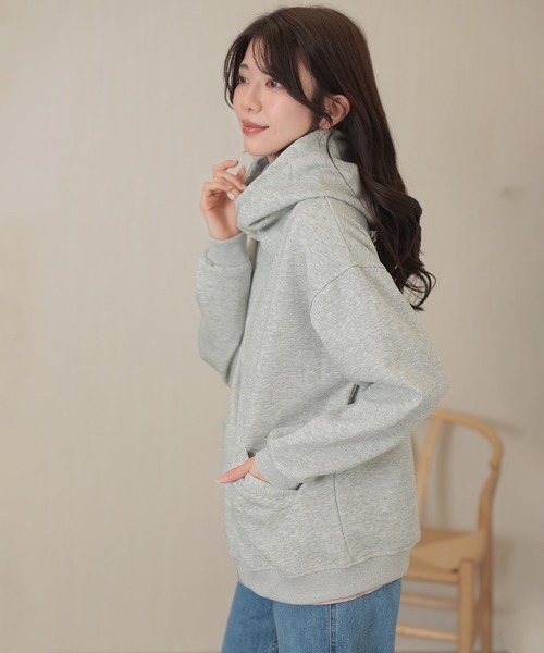 DAYRA(デイラ)の「ダブル ポケット ジップアップ 長袖 スウェット パーカー(パーカー・レディース・グレー・M/XL)」の8枚目の写真