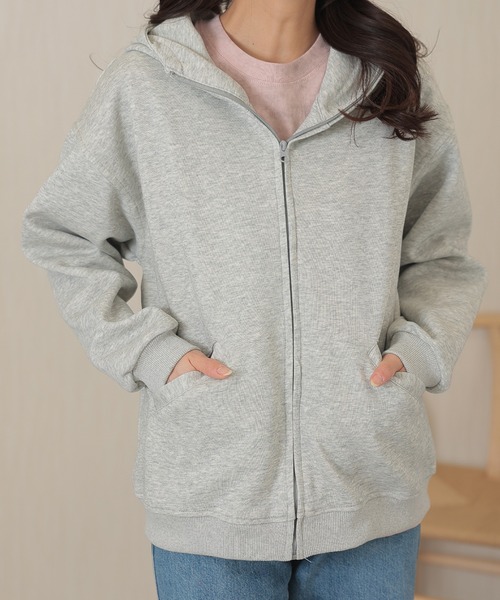 DAYRA(デイラ)の「ダブル ポケット ジップアップ 長袖 スウェット パーカー(パーカー・レディース・グレー・M/XL)」の10枚目の写真