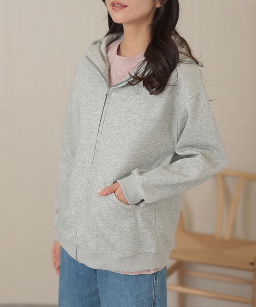 DAYRA(デイラ)の「ダブル ポケット ジップアップ 長袖 スウェット パーカー(パーカー・レディース・グレー・M/XL)」の11枚目の写真