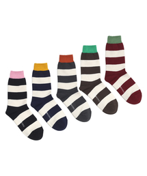 YARNWORKS（ヤーンワークス）の「[Color Cuff 5 Pack]WORK RUGBY Wide Stripe Socks（ソックス/靴下）」