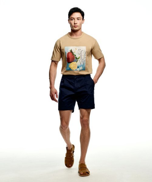SOLEW(ソル)の「コットンワンタックショートパンツ_ネイビー(その他パンツ・メンズ・その他・SMALL/MEDIUM/LARGE/X-LARGE)」の1枚目の写真