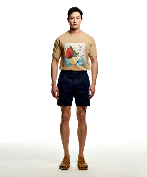 SOLEW(ソル)の「コットンワンタックショートパンツ_ネイビー(その他パンツ・メンズ・その他・SMALL/MEDIUM/LARGE/X-LARGE)」の2枚目の写真