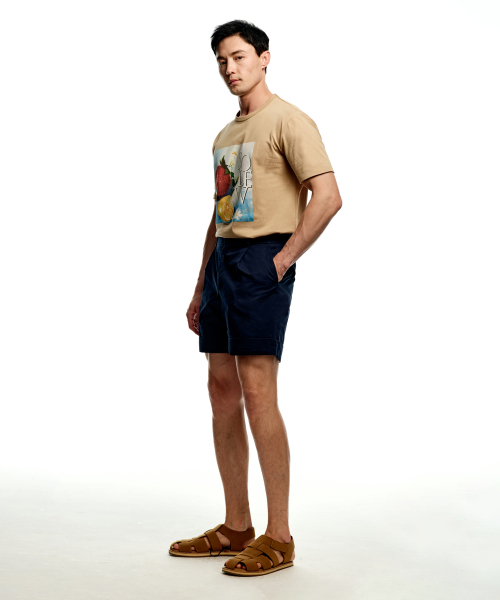 SOLEW(ソル)の「コットンワンタックショートパンツ_ネイビー(その他パンツ・メンズ・その他・SMALL/MEDIUM/LARGE/X-LARGE)」の3枚目の写真