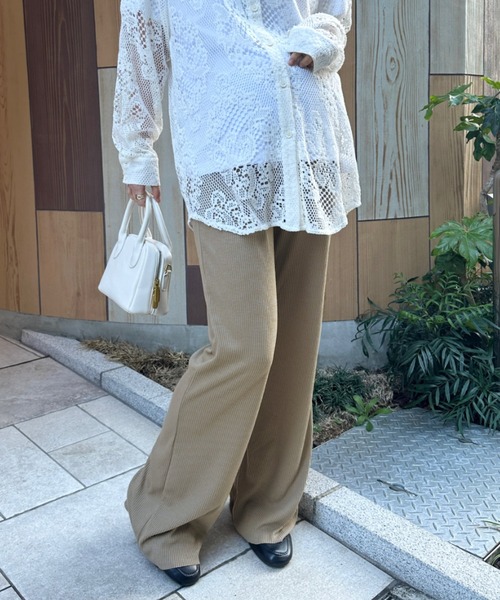 MYMOOD.(マイムード)の「【マタニティ】裾セルフカット可能◎ リブストレートパンツ 楽々パンツ ウエストゴムパンツ(マタニティウェア/グッズ・レディース・チャコールグレー/ブラック/ベージュ/ライトグレー・M/L)」の4枚目の写真