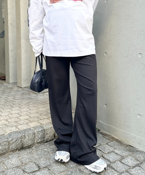 MYMOOD.(マイムード)の「【マタニティ】裾セルフカット可能◎ リブストレートパンツ 楽々パンツ ウエストゴムパンツ(マタニティウェア/グッズ・レディース・チャコールグレー/ブラック/ベージュ/ライトグレー・M/L)」の8枚目の写真