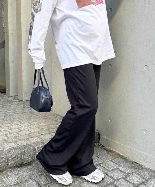MYMOOD.(マイムード)の「【マタニティ】裾セルフカット可能◎ リブストレートパンツ 楽々パンツ ウエストゴムパンツ(マタニティウェア/グッズ・レディース・チャコールグレー/ブラック/ベージュ/ライトグレー・M/L)」の5枚目の写真