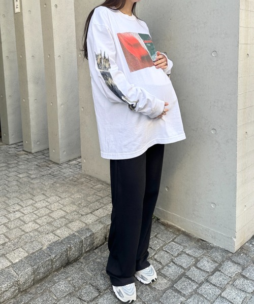MYMOOD.(マイムード)の「【マタニティ】裾セルフカット可能◎ リブストレートパンツ 楽々パンツ ウエストゴムパンツ(マタニティウェア/グッズ・レディース・チャコールグレー/ブラック/ベージュ/ライトグレー・M/L)」の11枚目の写真