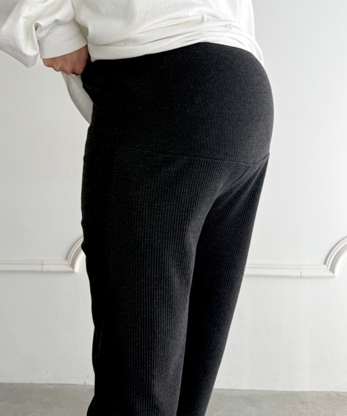 MYMOOD.(マイムード)の「【マタニティ】裾セルフカット可能◎ リブストレートパンツ 楽々パンツ ウエストゴムパンツ(マタニティウェア/グッズ・レディース・チャコールグレー/ブラック/ベージュ/ライトグレー・M/L)」の18枚目の写真