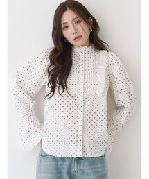 CALNAMUR | コットンフリルレースブラウス(シャツ/ブラウス)