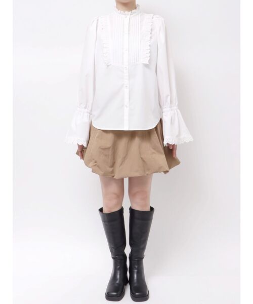CALNAMUR（カルナムール）の「コットンフリルレースブラウス（シャツ/ブラウス・レディース・ホワイト/ブラック/その他1・FREE）」の5枚目の写真