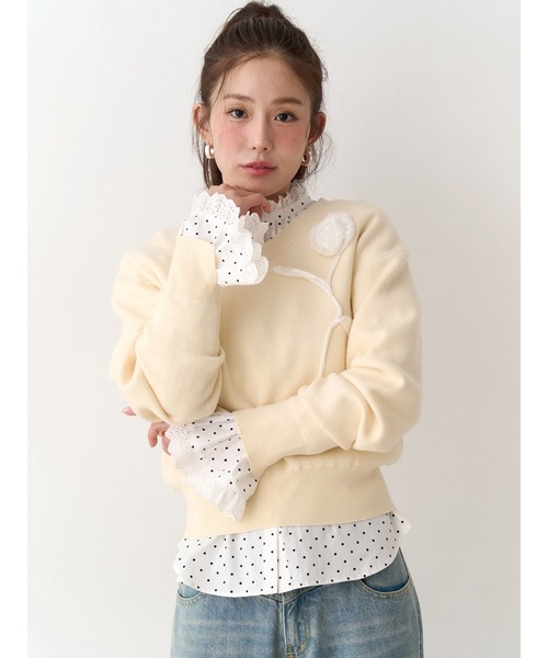 CALNAMUR（カルナムール）の「コットンフリルレースブラウス（シャツ/ブラウス・レディース・ホワイト/ブラック/その他1・FREE）」の5枚目の写真