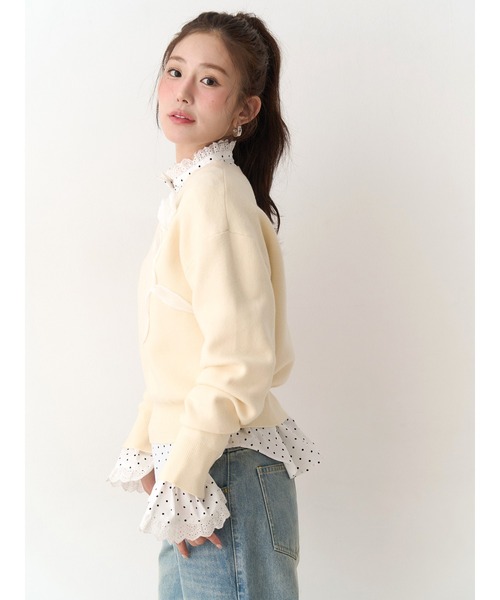 CALNAMUR（カルナムール）の「コットンフリルレースブラウス（シャツ/ブラウス・レディース・ホワイト/ブラック/その他1・FREE）」の4枚目の写真