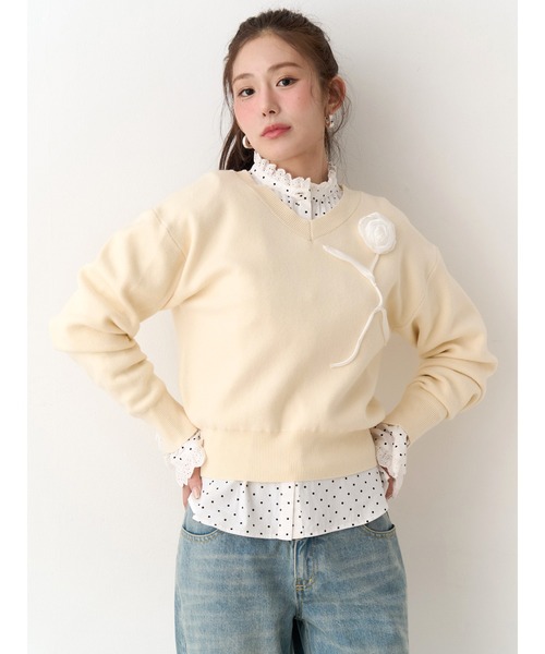 CALNAMUR（カルナムール）の「コットンフリルレースブラウス（シャツ/ブラウス・レディース・ホワイト/ブラック/その他1・FREE）」の6枚目の写真