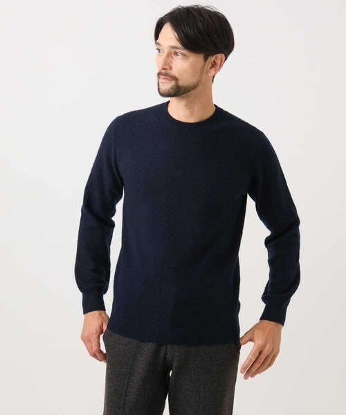 MICHEL KLEIN HOMME   （ミッシェルクランオム）の「カシミヤクルーネックニット（ニット/セーター・メンズ・ネイビー/ダークグレー・MEDIUM/LARGE/X-LARGE）」の2枚目の写真