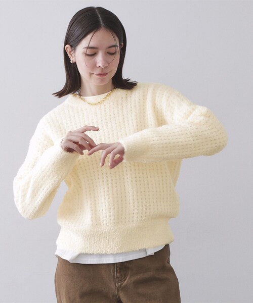 セール】モールヤーンメッシュニット【洗濯機OK】（ニット/セーター