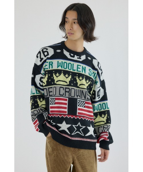 RODEO CROWNS WIDE BOWL(ロデオクラウンズワイドボウル)の「holidayニット(ニット/セーター・メンズ・アイボリー/ブラック・MEDIUM/LARGE)」の3枚目の写真