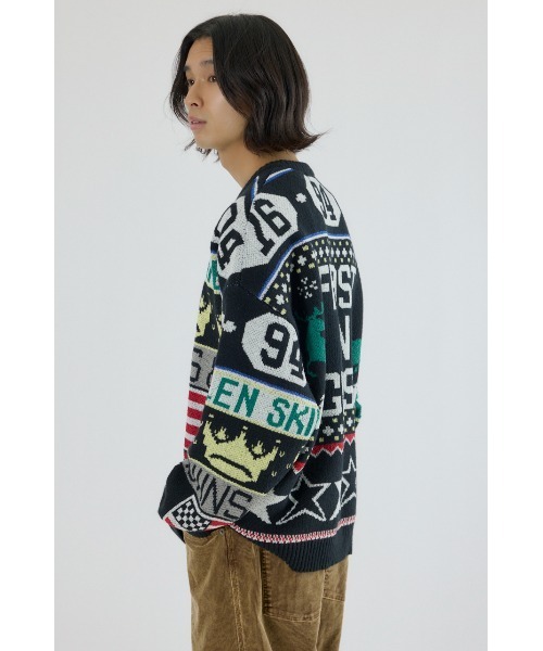 RODEO CROWNS WIDE BOWL(ロデオクラウンズワイドボウル)の「holidayニット(ニット/セーター・メンズ・アイボリー/ブラック・MEDIUM/LARGE)」の4枚目の写真