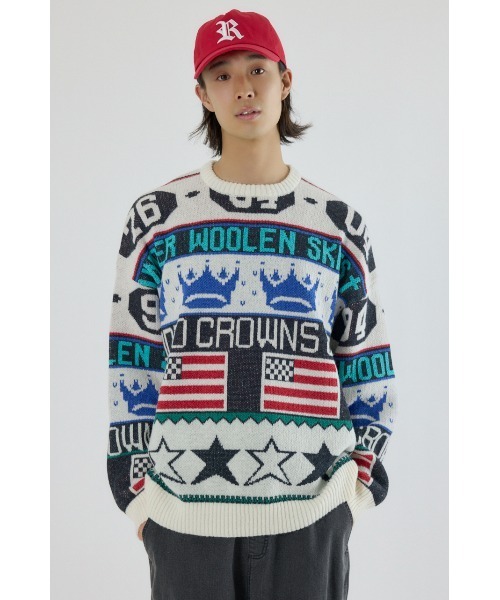 RODEO CROWNS WIDE BOWL(ロデオクラウンズワイドボウル)の「holidayニット(ニット/セーター・メンズ・アイボリー/ブラック・MEDIUM/LARGE)」の9枚目の写真