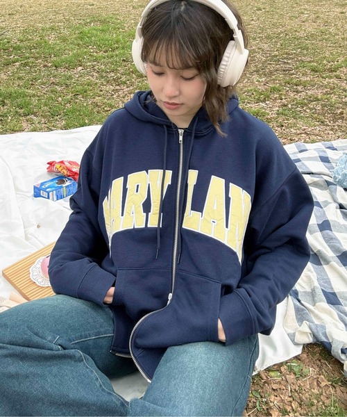 AS KNOW AS plus（アズノゥアズプラス）の「○Ｗジップとロゴパーカー【UNISEX ITEM】（パーカー・レディース・カモフラージュ/グレー系/チャコールグレー/ブラック系/アイボリー系1/ブラック系1/レッド系1/ネイビー系1・FREE）」の6枚目の写真