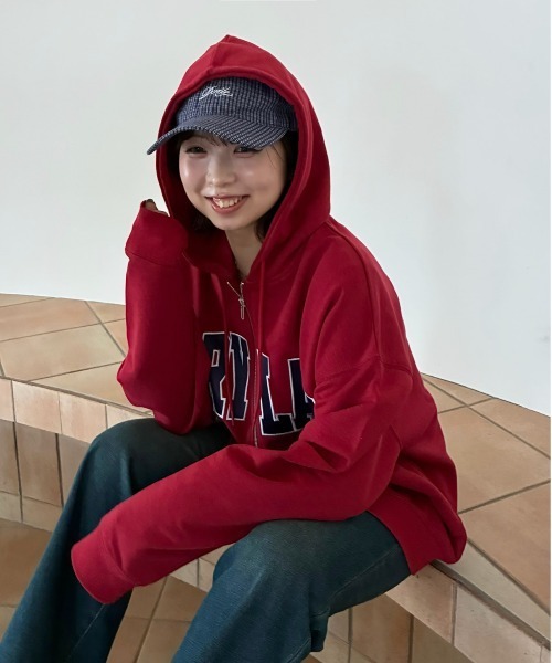 AS KNOW AS plus（アズノゥアズプラス）の「○Ｗジップとロゴパーカー【UNISEX ITEM】（パーカー・レディース・カモフラージュ/グレー系/チャコールグレー/ブラック系/アイボリー系1/ブラック系1/レッド系1/ネイビー系1・FREE）」の7枚目の写真