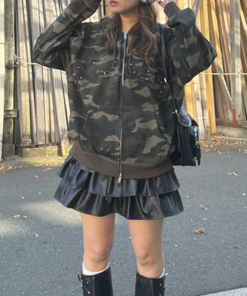 AS KNOW AS plus（アズノゥアズプラス）の「○Ｗジップとロゴパーカー【UNISEX ITEM】（パーカー・レディース・カモフラージュ/グレー系/チャコールグレー/ブラック系/アイボリー系1/ブラック系1/レッド系1/ネイビー系1・FREE）」の12枚目の写真