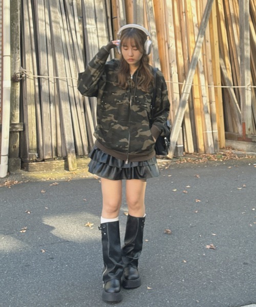 AS KNOW AS plus（アズノゥアズプラス）の「○Ｗジップとロゴパーカー【UNISEX ITEM】（パーカー・レディース・カモフラージュ/グレー系/チャコールグレー/ブラック系/アイボリー系1/ブラック系1/レッド系1/ネイビー系1・FREE）」の14枚目の写真