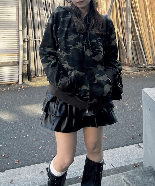 AS KNOW AS plus（アズノゥアズプラス）の「○Ｗジップとロゴパーカー【UNISEX ITEM】（パーカー・レディース・カモフラージュ/グレー系/チャコールグレー/ブラック系/アイボリー系1/ブラック系1/レッド系1/ネイビー系1・FREE）」の11枚目の写真