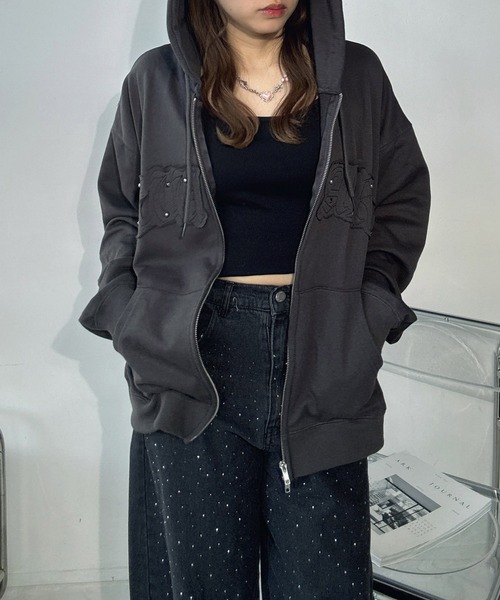 AS KNOW AS plus（アズノゥアズプラス）の「○Ｗジップとロゴパーカー【UNISEX ITEM】（パーカー・レディース・カモフラージュ/グレー系/チャコールグレー/ブラック系/アイボリー系1/ブラック系1/レッド系1/ネイビー系1・FREE）」の22枚目の写真