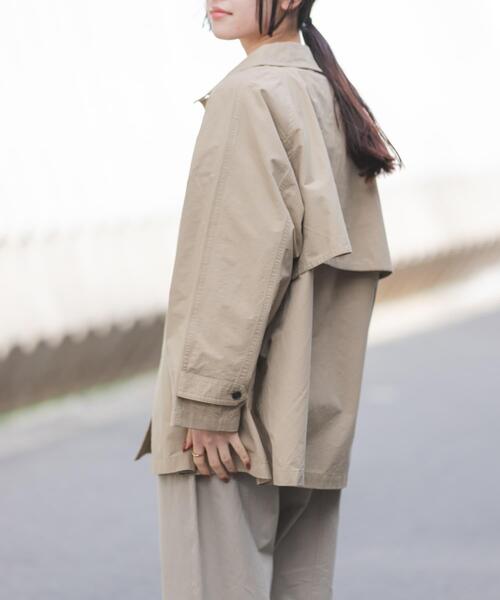 FORK&SPOON（フォークアンドスプーン）の「FORK&SPOON　ステンカラーテントコート（ステンカラーコート・レディース・ベージュ/ネイビー・1）」の5枚目の写真