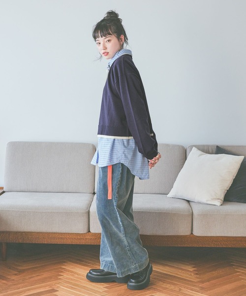 niko and...(ニコアンド)の「襟レイヤーニットプルオーバー(ニット/セーター・レディース・グレー/ネイビー/マスタード・MEDIUM/LARGE)」の5枚目の写真