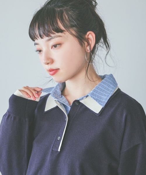 niko and...(ニコアンド)の「襟レイヤーニットプルオーバー(ニット/セーター・レディース・グレー/ネイビー/マスタード・MEDIUM/LARGE)」の8枚目の写真