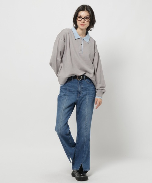 niko and...(ニコアンド)の「襟レイヤーニットプルオーバー(ニット/セーター・レディース・グレー/ネイビー/マスタード・MEDIUM/LARGE)」の9枚目の写真