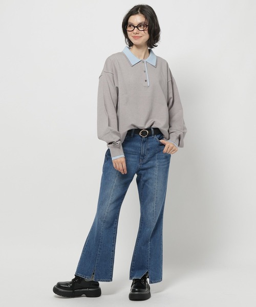 niko and...(ニコアンド)の「襟レイヤーニットプルオーバー(ニット/セーター・レディース・グレー/ネイビー/マスタード・MEDIUM/LARGE)」の10枚目の写真