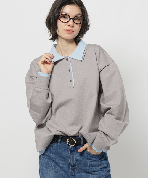 niko and...(ニコアンド)の「襟レイヤーニットプルオーバー(ニット/セーター・レディース・グレー/ネイビー/マスタード・MEDIUM/LARGE)」の11枚目の写真