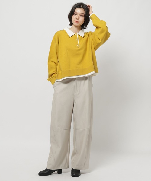 niko and...(ニコアンド)の「襟レイヤーニットプルオーバー(ニット/セーター・レディース・グレー/ネイビー/マスタード・MEDIUM/LARGE)」の16枚目の写真