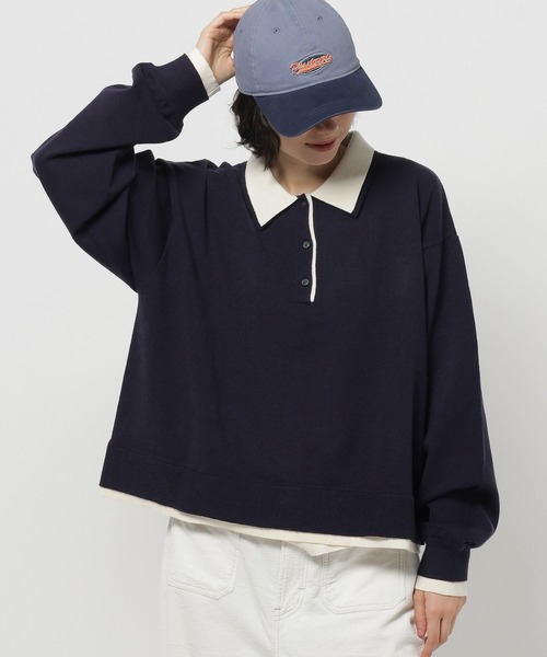 niko and...(ニコアンド)の「襟レイヤーニットプルオーバー(ニット/セーター・レディース・グレー/ネイビー/マスタード・MEDIUM/LARGE)」の14枚目の写真