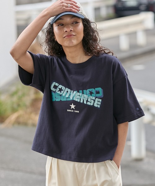 CONVERSE(コンバース)の「CONVERSE JACK PURCELL/コンバース ジャックパーセル ワンポイント刺繍 アソートプリント コンパクト 半袖Tシャツ(Tシャツ/カットソー・レディース・ホワイト系1/ホワイト系/ブラック/ネイビー系/ブルー/グレー系/オフホワイト/ブルー系/ブラック系/パープル/オートミール/ネイビー/グレー系1/グリーン系/グリーン・M)」の13枚目の写真