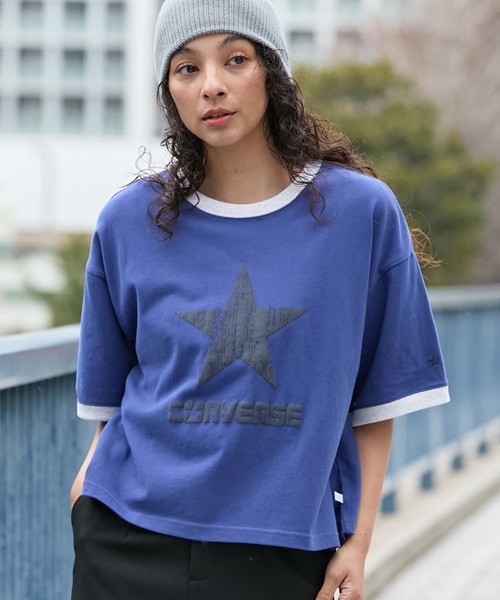 CONVERSE(コンバース)の「CONVERSE JACK PURCELL/コンバース ジャックパーセル ワンポイント刺繍 アソートプリント コンパクト 半袖Tシャツ(Tシャツ/カットソー・レディース・ホワイト系1/ホワイト系/ブラック/ネイビー系/ブルー/グレー系/オフホワイト/ブルー系/ブラック系/パープル/オートミール/ネイビー/グレー系1/グリーン系/グリーン・M)」の12枚目の写真